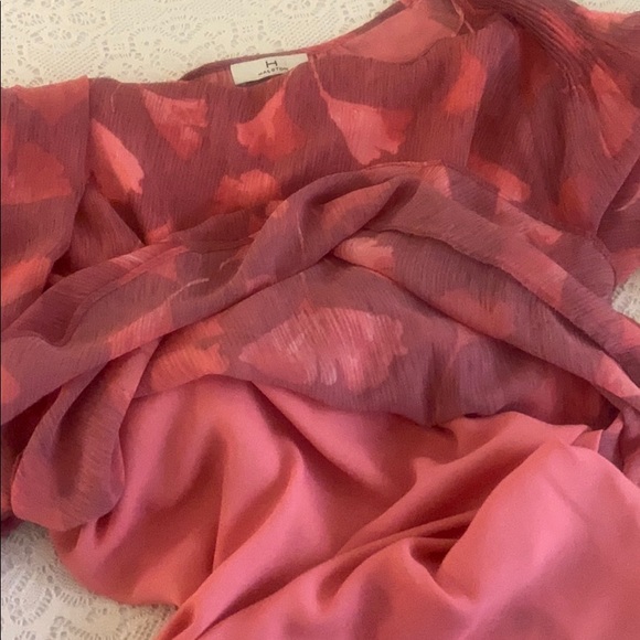 H Halston Pink Floral Lined Dress Plus - Picture 13 of 13